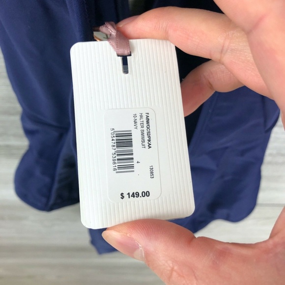 TED BAKER NWT $149 HALTER PIKAA ONE PIECE SWIMSUIT NAVY SIZE 10 US - Picture 10 of 12